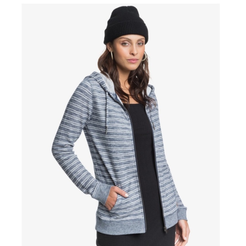 Roxy Terry cloth blue & grey zip up jacket